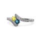 1 - Eleni Yellow and Blue Diamond with Side Diamonds Bypass Ring 