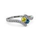 3 - Eleni Yellow and Blue Diamond with Side Diamonds Bypass Ring 