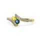 1 - Eleni Yellow and Blue Diamond with Side Diamonds Bypass Ring 