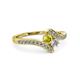 3 - Eleni Yellow and White Diamond with Side Diamonds Bypass Ring 