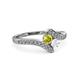 3 - Eleni Yellow Diamond and White Sapphire with Side Diamonds Bypass Ring 