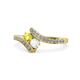 1 - Eleni Yellow Diamond and White Sapphire with Side Diamonds Bypass Ring 