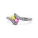 1 - Eleni Yellow Diamond and Pink Sapphire with Side Diamonds Bypass Ring 