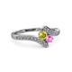 3 - Eleni Yellow Diamond and Pink Sapphire with Side Diamonds Bypass Ring 