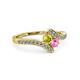 3 - Eleni Yellow Diamond and Pink Sapphire with Side Diamonds Bypass Ring 
