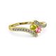 3 - Eleni Yellow Diamond and Pink Tourmaline with Side Diamonds Bypass Ring 