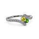 3 - Eleni Yellow Diamond and Green Garnet with Side Diamonds Bypass Ring 