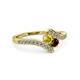 3 - Eleni Yellow Diamond and Red Garnet with Side Diamonds Bypass Ring 