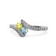 1 - Eleni Yellow Diamond and Aquamarine with Side Diamonds Bypass Ring 