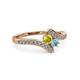 3 - Eleni Yellow Diamond and Aquamarine with Side Diamonds Bypass Ring 