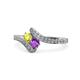 1 - Eleni Yellow Diamond and Amethyst with Side Diamonds Bypass Ring 
