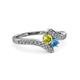 3 - Eleni Yellow Diamond and Blue Topaz with Side Diamonds Bypass Ring 