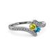 3 - Eleni Yellow Diamond and London Blue Topaz with Side Diamonds Bypass Ring 