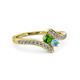 3 - Eleni Green Garnet and Aquamarine with Side Diamonds Bypass Ring 