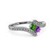 3 - Eleni Green Garnet and Amethyst with Side Diamonds Bypass Ring 