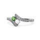 1 - Eleni Green Garnet and White Sapphire with Side Diamonds Bypass Ring 
