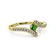 3 - Eleni Green Garnet and White Sapphire with Side Diamonds Bypass Ring 
