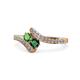 1 - Eleni Green Garnet and Emerald with Side Diamonds Bypass Ring 