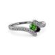 3 - Eleni Green Garnet and Black Diamond with Side Diamonds Bypass Ring 