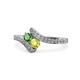 1 - Eleni Green Garnet and Yellow Diamond with Side Diamonds Bypass Ring 