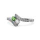 1 - Eleni Green Garnet and Diamond with Side Diamonds Bypass Ring 