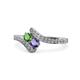 1 - Eleni Green Garnet and Iolite with Side Diamonds Bypass Ring 