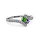 3 - Eleni Green Garnet and Iolite with Side Diamonds Bypass Ring 