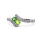 1 - Eleni Green Garnet and Peridot with Side Diamonds Bypass Ring 