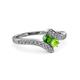 3 - Eleni Green Garnet and Peridot with Side Diamonds Bypass Ring 