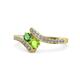 1 - Eleni Green Garnet and Peridot with Side Diamonds Bypass Ring 
