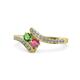 1 - Eleni Green and Rhodolite Garnet with Side Diamonds Bypass Ring 