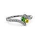 3 - Eleni Green Garnet and Yellow Sapphire with Side Diamonds Bypass Ring 