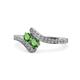 1 - Eleni Green Garnet with Side Diamonds Bypass Ring 