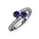 3 - Delise 5.00mm Round Blue Sapphire with Side Diamonds Bypass Ring 