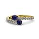 1 - Delise 5.00mm Round Blue Sapphire with Side Diamonds Bypass Ring 