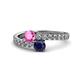 1 - Delise 5.00mm Round Pink and Blue Sapphire with Side Diamonds Bypass Ring 