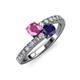 3 - Delise 5.00mm Round Pink and Blue Sapphire with Side Diamonds Bypass Ring 