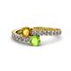 1 - Delise 5.00mm Round Citrine and Peridot with Side Diamonds Bypass Ring 