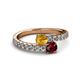 2 - Delise 5.00mm Round Citrine and Ruby with Side Diamonds Bypass Ring 