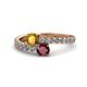 1 - Delise 5.00mm Round Citrine and Ruby with Side Diamonds Bypass Ring 