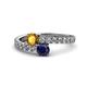 1 - Delise 5.00mm Round Citrine and Blue Sapphire with Side Diamonds Bypass Ring 