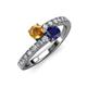3 - Delise 5.00mm Round Citrine and Blue Sapphire with Side Diamonds Bypass Ring 