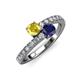 3 - Delise 5.00mm Round Yellow and Blue Sapphire with Side Diamonds Bypass Ring 