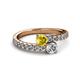 2 - Delise 5.00mm Round Yellow Sapphire and Diamond with Side Diamonds Bypass Ring 
