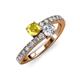 3 - Delise 5.00mm Round Yellow Sapphire and Diamond with Side Diamonds Bypass Ring 