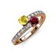 3 - Delise 5.00mm Round Yellow Sapphire and Ruby with Side Diamonds Bypass Ring 
