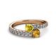 2 - Delise 5.00mm Round Yellow Sapphire and Citrine with Side Diamonds Bypass Ring 