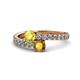 1 - Delise 5.00mm Round Yellow Sapphire and Citrine with Side Diamonds Bypass Ring 