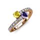 3 - Delise 5.00mm Round Yellow Sapphire and Iolite with Side Diamonds Bypass Ring 