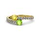 1 - Delise 5.00mm Round Yellow Sapphire and Peridot with Side Diamonds Bypass Ring 